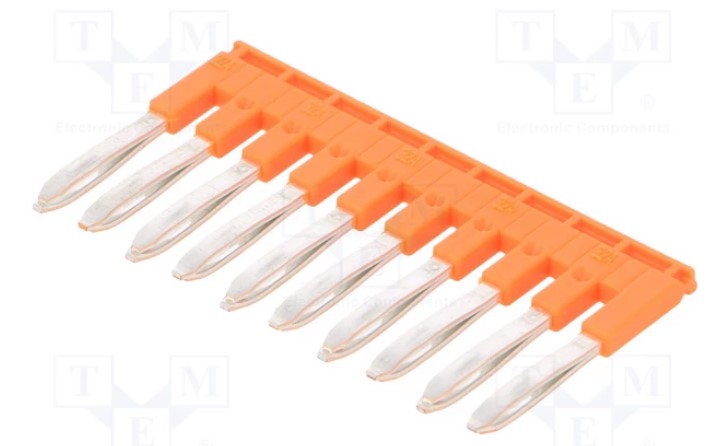 JB5-10 -Jumper Bar, 10 Pole, Orange, Product Spacing .205 in [5.2 mm], Screwless 1SNK905310R0000